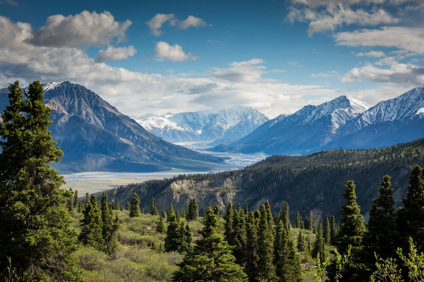 A sunlit mountain valley